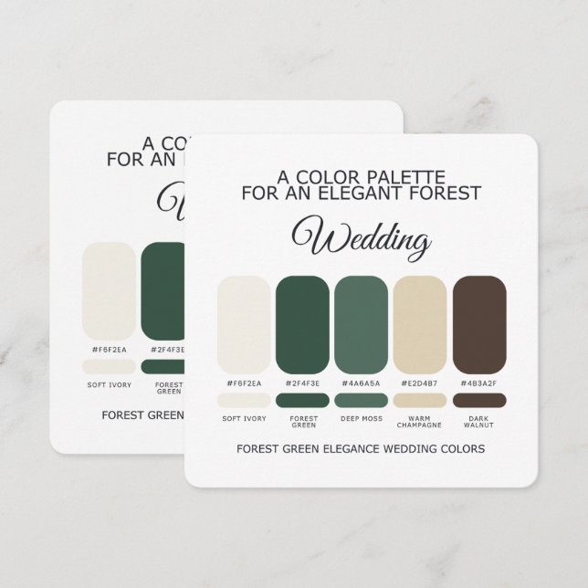 Waldgrüne Hochzeit Farbpalette Karte (Vorne/Hinten)