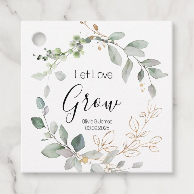 Waldgrüne Hochzeit Lasse Liebe wachsen Pflanze Geschenkanhänger (Vorderseite)