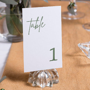 Waldgrüne Hochzeit Tischnummer