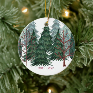 Waldgrüne Kiefern Weihnachten Natur Keramik Ornament