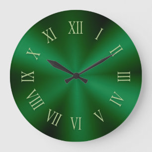 Waldgrüne Metalluhr mit römischen Zahlen Große Wanduhr