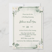 Waldgrüne Minimalistische Hochzeitseinladung