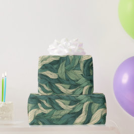 Waldgrüne Naturwelle Beige abstraktes Muster Geschenkpapier