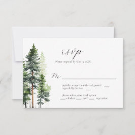 Waldgrüne Pinien Hochzeitskarte RSVP Karte