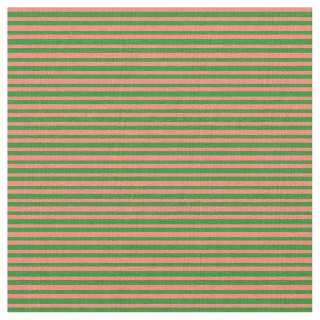 Waldgrüne und lachsfarbene Linien Stoff (Nahaufnahme)