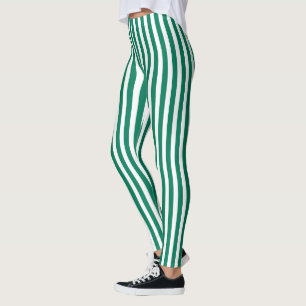 Waldgrüne und weiße Streifen aus Süßigkeiten Leggings