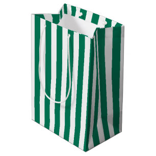 Waldgrüne und weiße Streifen aus Süßigkeiten Mittlere Geschenktüte