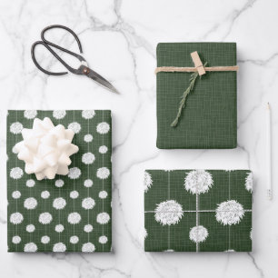Waldgrüner Cheerleader Pom Pom Muster Geschenkpapier Set