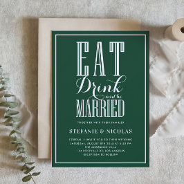 Waldgrüner Esser und Verheiratete Hochzeit II Einladung