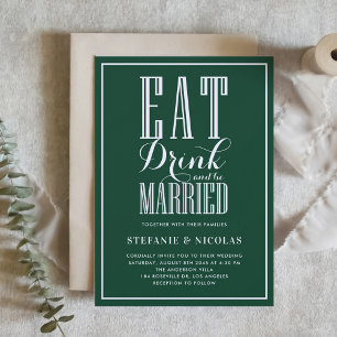 Waldgrüner Esser und Verheiratete Hochzeit II Einladung