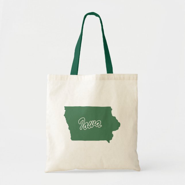 Waldgrüner Staat von Iowa Form Tote Tasche (Vorne)
