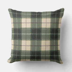 Waldgrüner Tartan-Schneeflocken-Wurfkissen   Gemüt Kissen