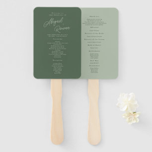 Waldgrünes elegantes Hochzeitsprogramm Fächer