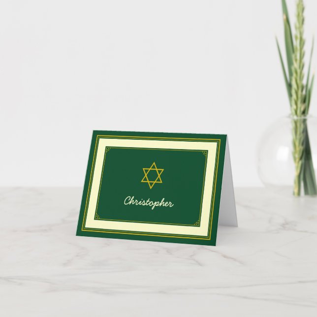 Waldgrünes GoldBar Mitzvah danken Ihnen zu Dankeskarte (Vorderseite)