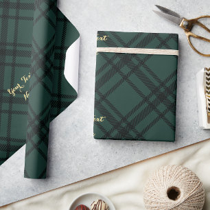 Waldgrünes Tartan-Karo individuell mit Faux-Gold-T Geschenkpapier