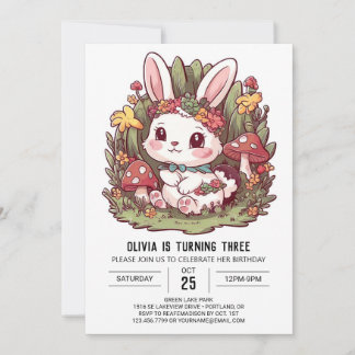 Waldhasen Bunny Digital Geburtstag Einladung