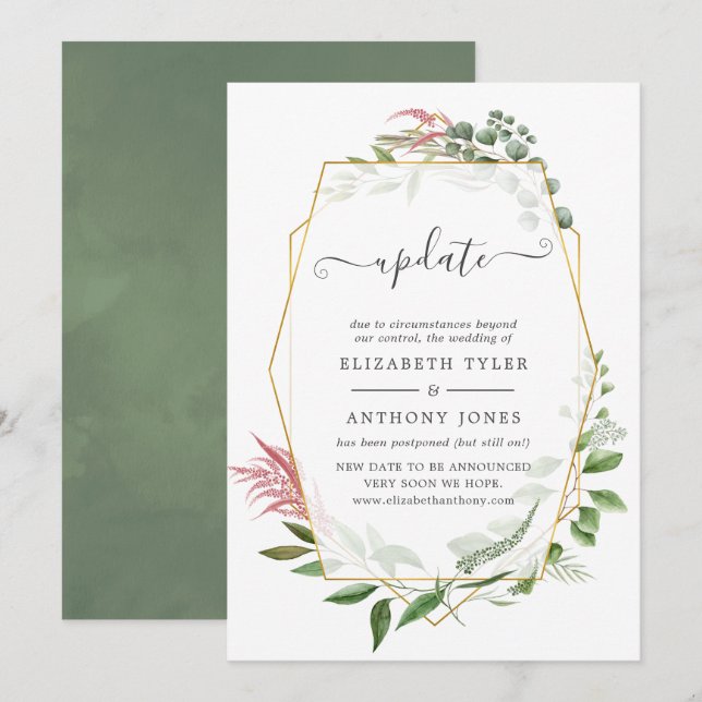 Waldherbarium Geometric Wedding Update Einladung (Vorne/Hinten)
