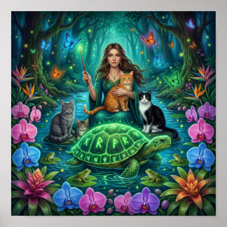 Waldhexe und die Weltschildkröte — Nordisch Poster