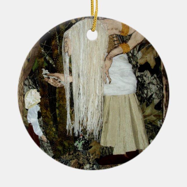 Waldhexe-Weihnachtsverzierung Keramikornament (Vorne)