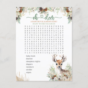 Waldhirsch-Baby-Party-Jungsspiel Postkarte
