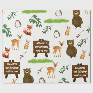 Waldhirschbärkaninchenfuchsigel Geburtstag Geschenkpapier