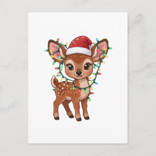 Waldhirsche eingewickelt in Weihnachtslichter Postkarte