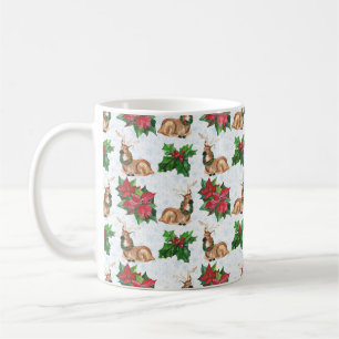 Waldhirsche in Aquarellen Weihnachten Kaffeetasse