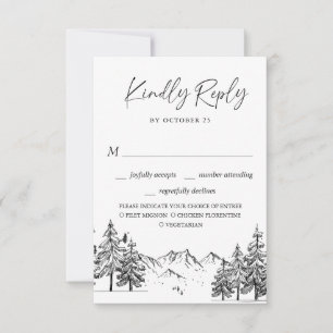 Waldhochzeit der handgezogenen Berge RSVP Karte