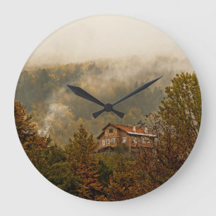 Waldholzhaus: ruhige Landschaft Große Wanduhr
