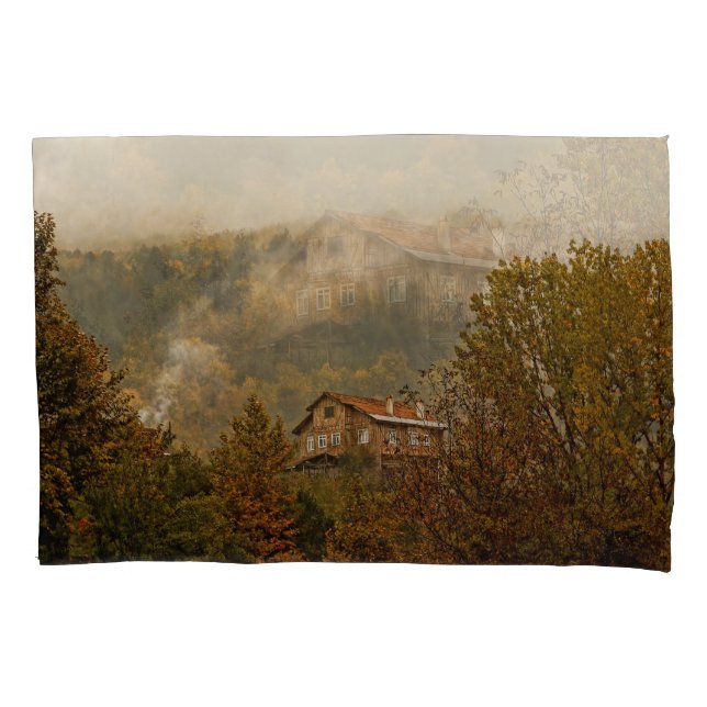 Waldholzhaus: ruhige Landschaft Kissenbezug (Vorderseite)
