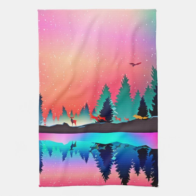 Waldhügeltiere Geschirrtuch (Vertikal)