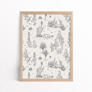 Waldhund Toile de Jouy Skizze Poster Kunst