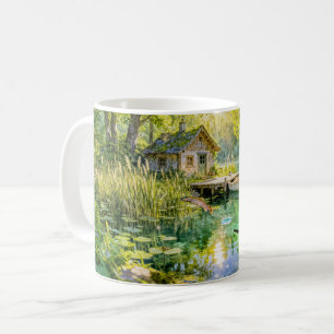 Waldhütte mit Enten, Pier und Dock A Kaffeetasse