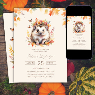 Waldig Süßer Igel Herbst Baby Shower Einladung