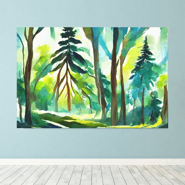 Waldinterpretationsmalerei Leinwanddruck (Insitu (Holzboden))
