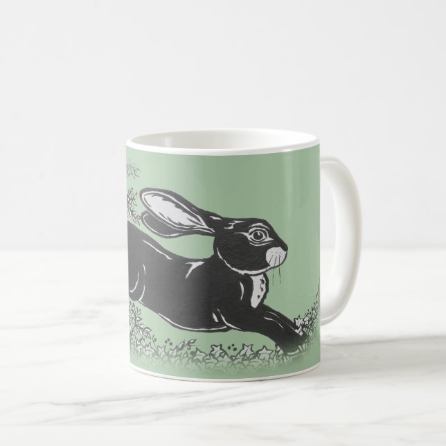 Waldkaninchen Hare Green Vintag Rustica Kaffeetasse (VorderseiteRechts)