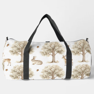 Waldkaninchen- und Hirschmuster Duffle Bag