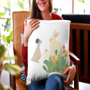 Waldkaninchen- und Vogel-Lendenkissen   Whimsical  Kissen