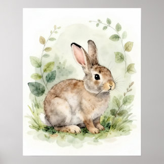 Waldkaninchen-Wandkunst Waldhasenplakat Poster