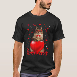 Waldkatze Funny Norwegian Forest Cat Heart Valenti T-Shirt
