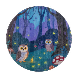 Waldkauz-Illustration bei Nacht Schneidebrett