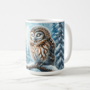 Waldkauz Ruhiger Winterwald Wildtiere Kaffeetasse