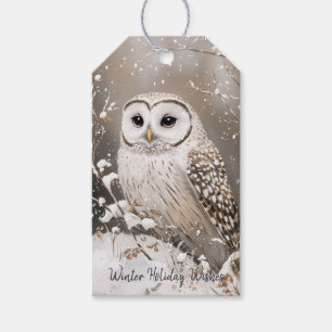 Waldkauz Winter Weihnachten Geschenkanhänger