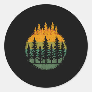 Waldkiefern Bäume Natur Retro Wandern Camping Männ Runder Aufkleber