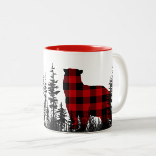 Waldkiefernwald Buffalo Karierter Bär Zweifarbige Tasse