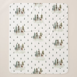 Waldkiefernwald Rentier Sherpa Blanket Sherpadecke