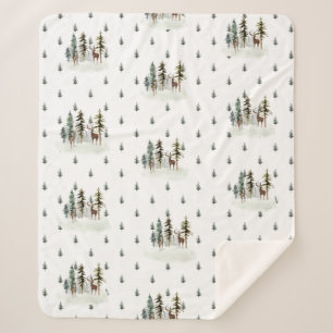 Waldkiefernwald Rentier Sherpa Blanket Sherpadecke