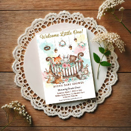 Waldkinderbett Willkommen Kleines Baby-Party Einladung