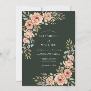 Waldkorallen-Blüten-Hochzeit Einladung