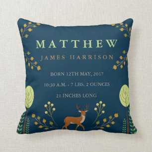 Waldland Deer Birth Announcement Pillow Kissen